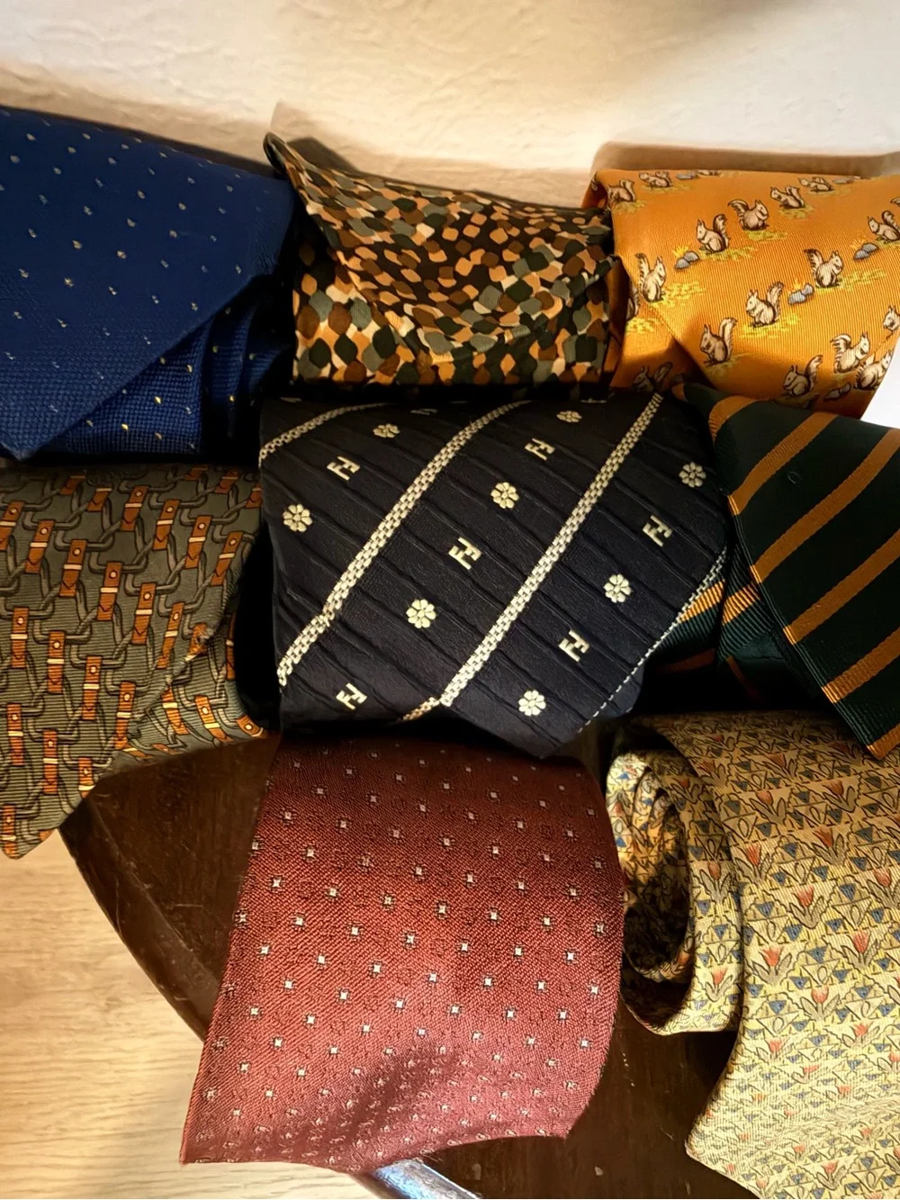 Designer Silk Tie Lot of 8 Hermès Gucci Prada Fendi Celine Dior Dunhill